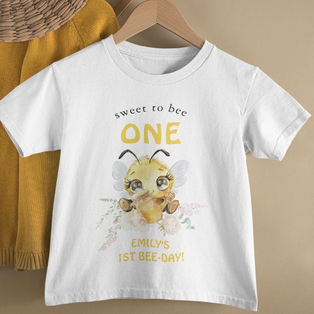 Camiseta Para Bebê Doce a primeiro aniversario de Abelha ONE (Criador carregado)