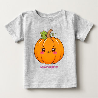 Camiseta Para Bebê Doce Abóbora Kawaii Sorrindo Cartoon