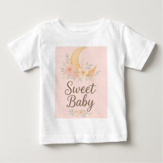 Camiseta Para Bebê Doce Bebê Desenho Floral Lua – Enfermagem Pastel S