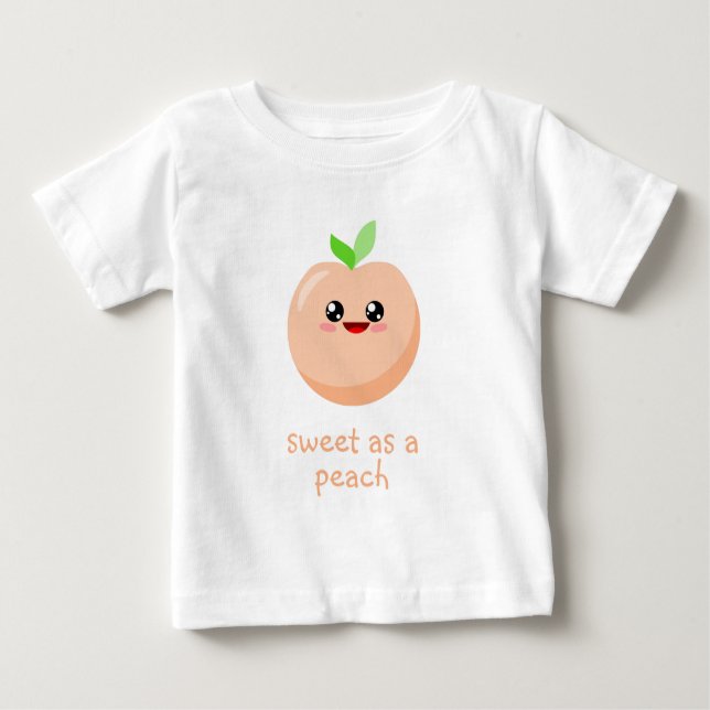 Camiseta Para Bebê doce como pêssego (Frente)