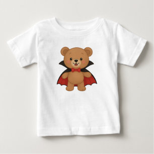 Camiseta Para Bebê Doce Design de Halloween de Vampiro Teddy Adorável