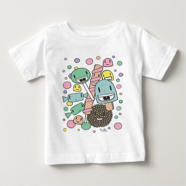 Camiseta Para Bebê Doce Doce Colírio Colírio Colírio Gotas (Frente)