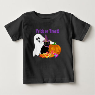 Camiseta Para Bebê Doce Glitter Roxo Gincana do Dia das Bruxas