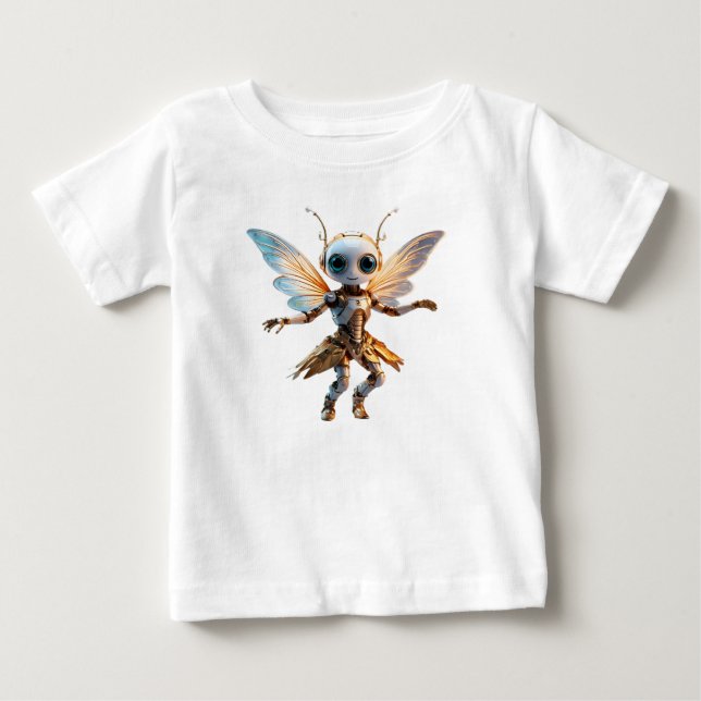 Camiseta Para Bebê Doce Menina Formiga Robô Dançante Pixie (Frente)
