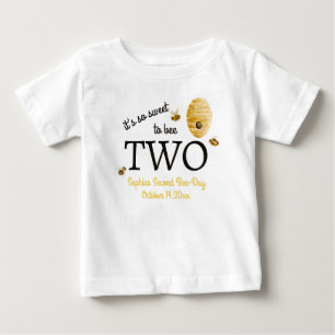 Camiseta Para Bebê Doce Para Abelha Dois Aniversário Abelhas Mel