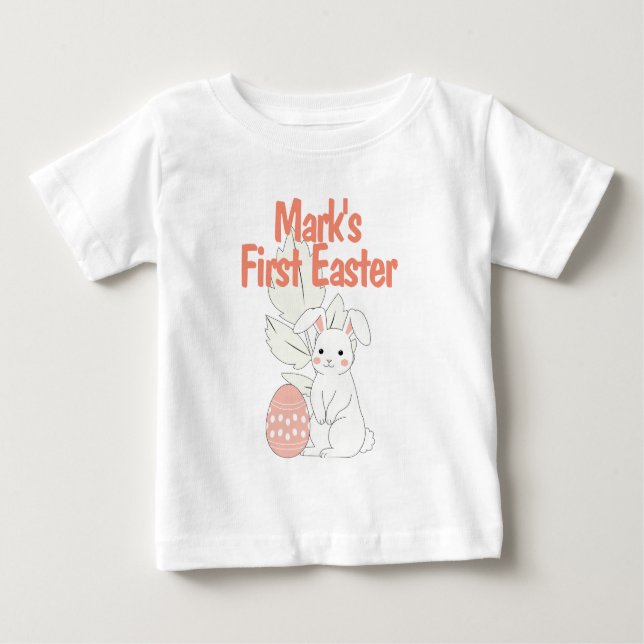 Camiseta Para Bebê Doce Páscoa Personalizada Para Crianças Da Primeir (Frente)