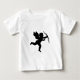Camiseta Para Bebê Doce Preto Branco Feliz Amor De Cupido Anjo Do Dia