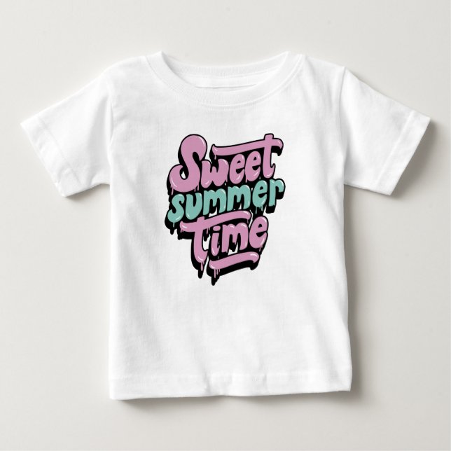 Camiseta Para Bebê Doce Tempo de Verão Retrô (Frente)