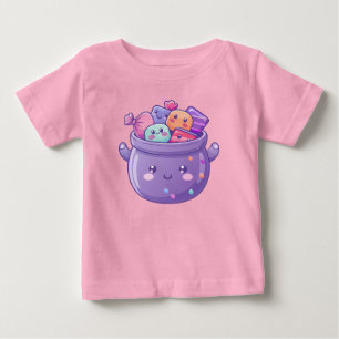 Camiseta Para Bebê Doce Tratamentos Kawaii Cauldron Bebê Topo