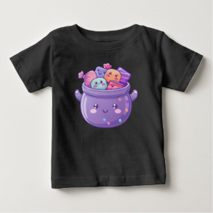 Camiseta Para Bebê Doce Tratamentos Kawaii Cauldron Bebê Topo