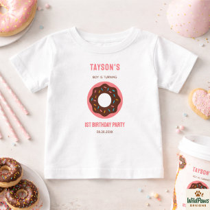 Camiseta Para Bebê Doce Um Donut Aniversário de 1 Ano   Donut Fofo 