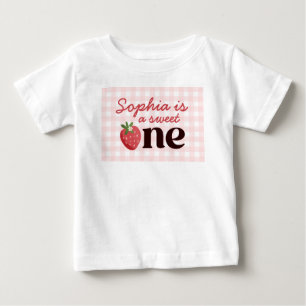 Camiseta Para Bebê Doce Um Morango 1º Aniversário