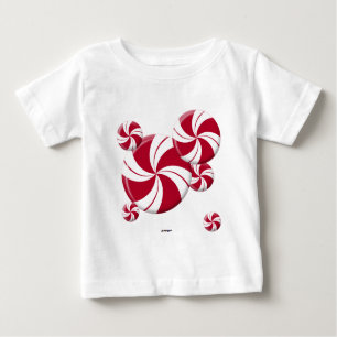 Camiseta Para Bebê Doces da listra do redemoinho do Peppermint