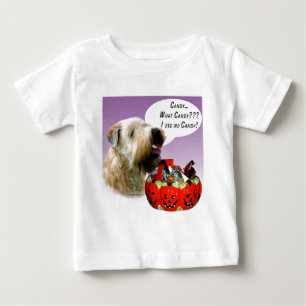 Camiseta Para Bebê Doces de Terrier Halloween, De Roda Revestida Maci