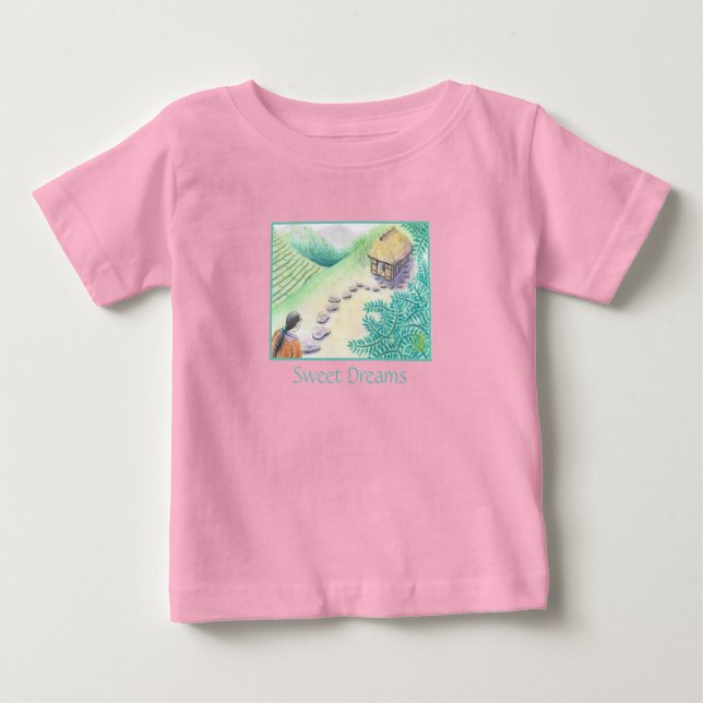 Camiseta Para Bebê Doces Sonhos Bebês Rosa T-Shirt (Frente)