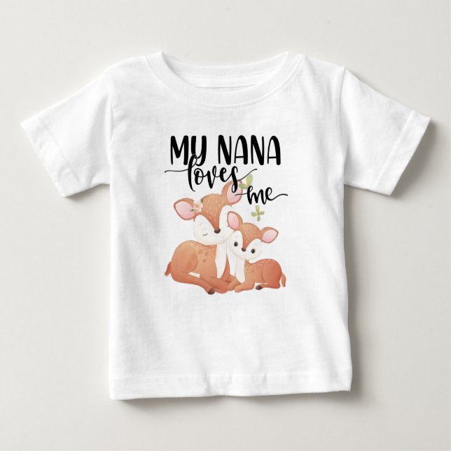 Camiseta Para Bebê Doe and Fawn Minha Nana me ama (Frente)