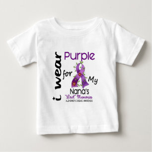 Camiseta Para Bebê Doença de Alzheimers eu visto o roxo para minha
