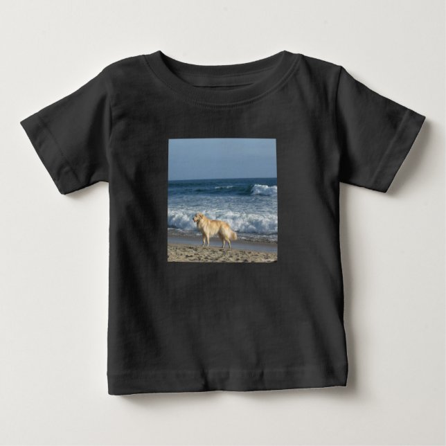 Camiseta Para Bebê Dog At The Beach (Frente)