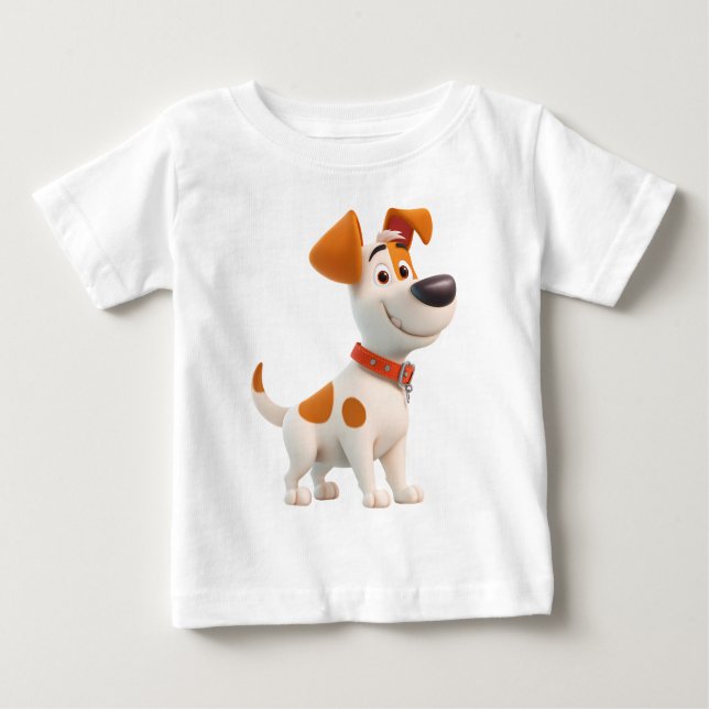 Camiseta Para Bebê Dog Mascot – Cute Cartoon Puppy Kids  (Frente)