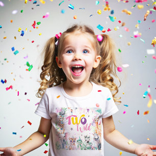 Camiseta Para Bebê Dois Animais Safari Tropicais Selvagens Segundo An