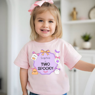 Camiseta Para Bebê Dois Aniversário de Dia das Bruxas Fantasmas Spook