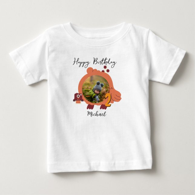 Camiseta Para Bebê Dois Bons Aniversário de Foto (Frente)