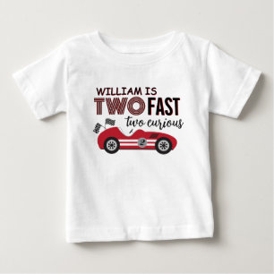 Camiseta Para Bebê Dois Carro De Corrida Vermelha Rápida Segundo Aniv