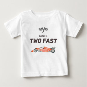 Camiseta Para Bebê Dois Carro Rápido Segundo Aniversário Toddler