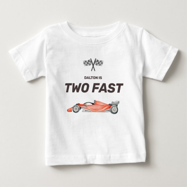 Camiseta Para Bebê Dois Carro Rápido Segundo Aniversário Toddler (Frente)