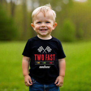 Camiseta Para Bebê Dois Carros de Corrida Pretos Rápidos