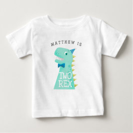 Camiseta Para Bebê Dois Dinossauros de Aniversário REX
