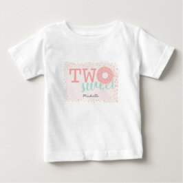 Camiseta Para Bebê Dois Donut Cor-de-Rosa Doce Menina 2º Aniversário