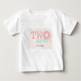 Camiseta Para Bebê Dois Donut Doce Rosa Menina 2º Aniversário