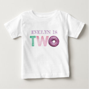 Camiseta Para Bebê Dois Donuts Aniversário Personalizado