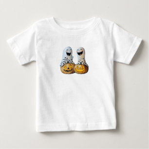 Camiseta Para Bebê Dois fantasmas engraçados e abóboras