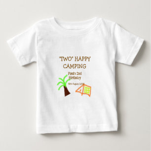 Camiseta Para Bebê Dois felizes acampamento 2º aniversário árvore aca