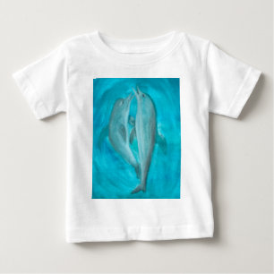 Camiseta Para Bebê Dois golfinhos jogando selvagens e livres no ocean
