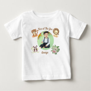 Camiseta Para Bebê Dois no Zoológico Animais da Selva Safari Anivers