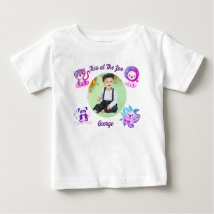 Camiseta Para Bebê Dois no Zoológico Animais da Selva Safari Anivers