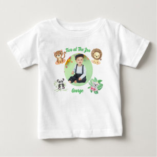 Camiseta Para Bebê Dois no Zoológico Animais da Selva Safari Anivers