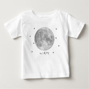 Camiseta Para Bebê Dois o segundo aniversário da Lua Silver Boy
