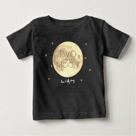 Camiseta Para Bebê Dois o segundo aniversário Negro da Lua