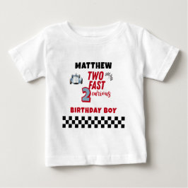 Camiseta Para Bebê Dois rápidos 2º aniversário Menino Carro de corrid