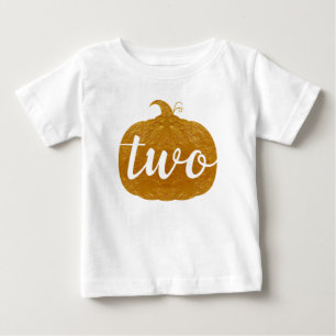 Camiseta Para Bebê Dois segundo aniversário Abóbora ouro