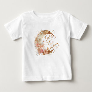 Camiseta Para Bebê Dois segundo aniversário de moça rosa-de-ouro lua
