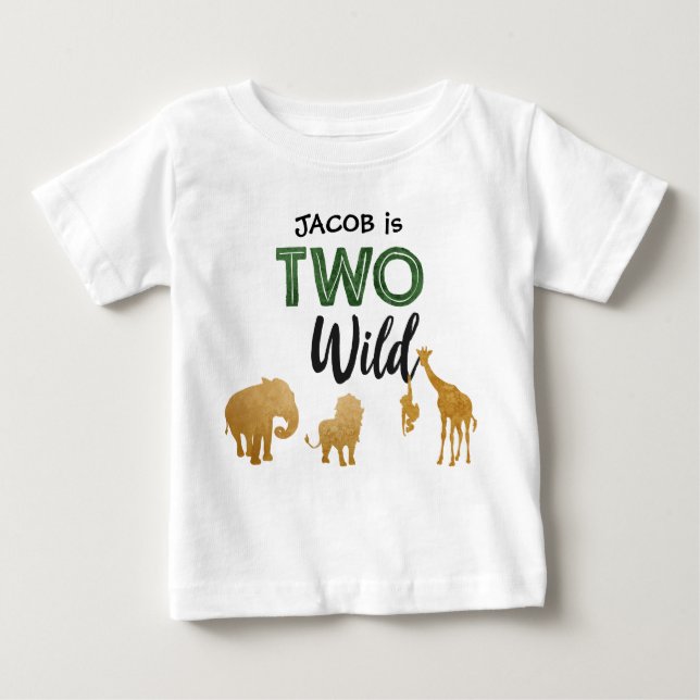 Camiseta Para Bebê Dois segundos aniversários de festas de Safari Sel (Frente)
