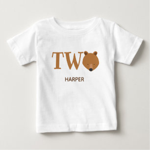 Camiseta Para Bebê Dois segundos aniversários de Urso