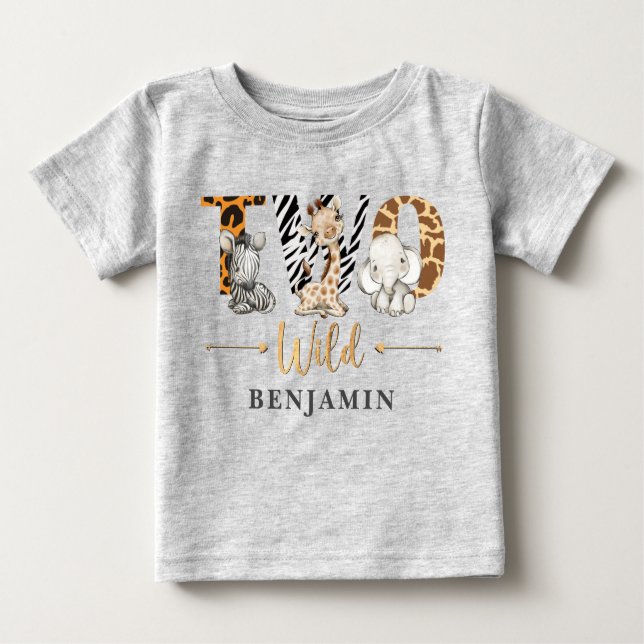 Camiseta Para Bebê Dois T-Shirt Selgle Baby segundo aniversário Selva (Frente)
