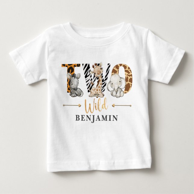 Camiseta Para Bebê Dois T-Shirt Selgle Baby segundo aniversário Selva (Frente)