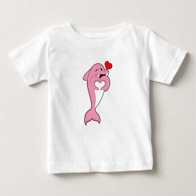 Camiseta Para Bebê Dolphin Love Heart (Frente)